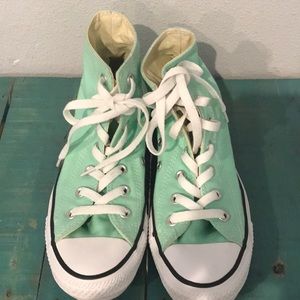 Mint green converse high tops